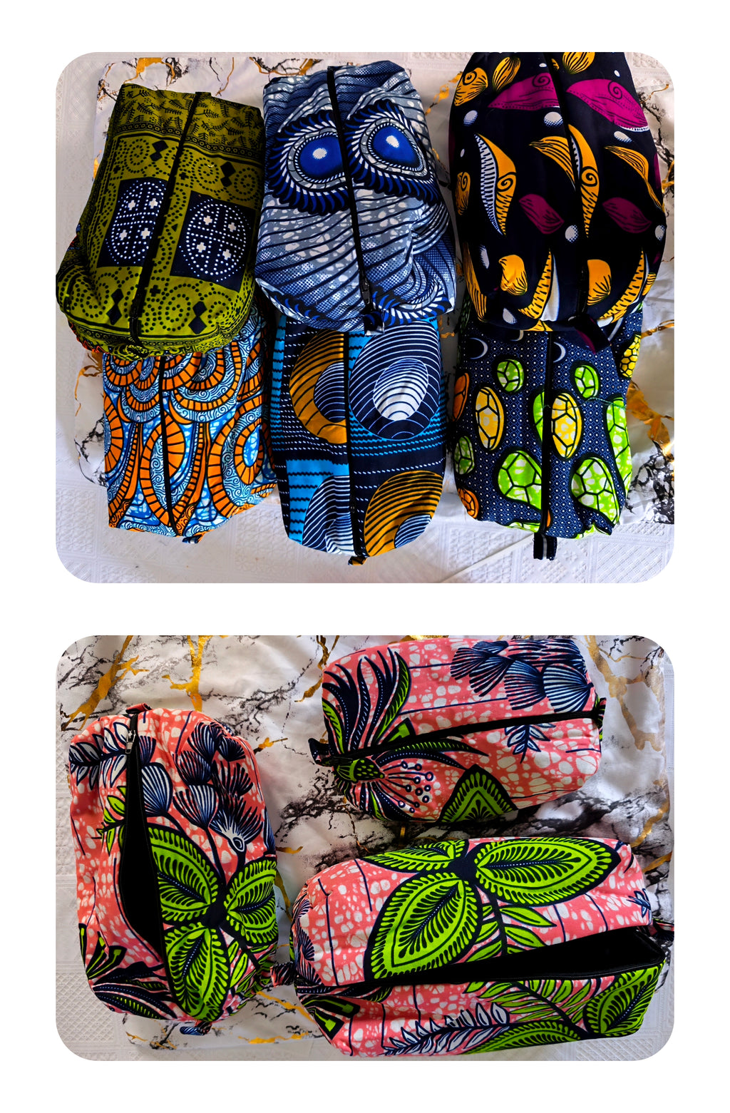 Trousse de Toilette & Maquillage en Wax - 3 Tailles (vendu par 3)